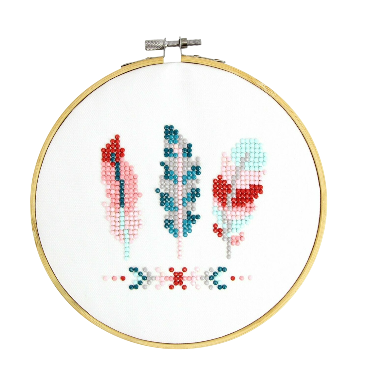 Kit borderie Diamond painting  plumes - de Diamètre 17 cm