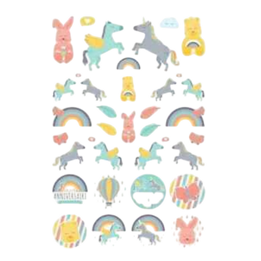 Transfert à sec licorne - 74 pièces - de 0,5 à 4,5 cm