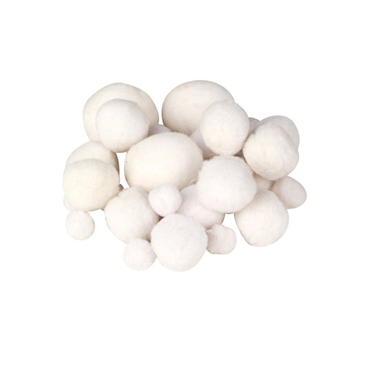 Lot de 72 pompons blancs en tailles assorties 15, 25 et 40 mm pour loisirs créatifs, scrapbooking et décorations DIY. Canocea France