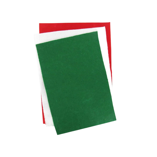 Feuille de feutrine Noël –  30x20 cm rouge, blanc et vert - Lot de 6 feuilles