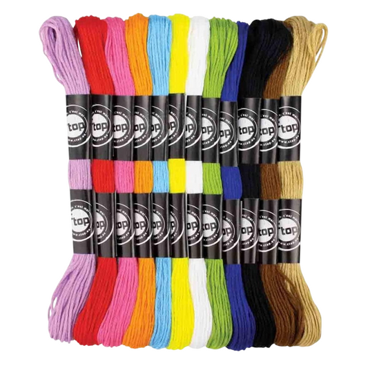 Lot de 12 écheveaux de coton multicolores pour bracelets brésiliens. Canocea France