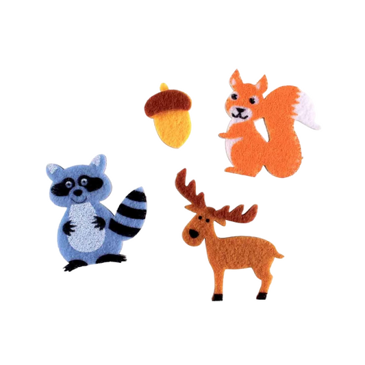 Stickers adhésifs animaux de la forêt - feutrine  - 17 pièces - de 2,5 à 4 cm