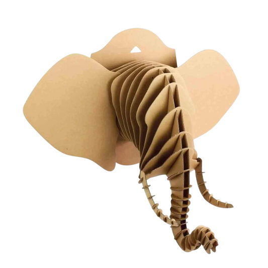 Puzzle 3D - Trophée tête éléphant - 77x37x29cm- Carton - support personnalisable - Maquette