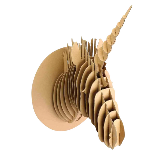 Puzzle 3D - Trophée tête licorne - 25x40x28 cm- Carton - support personnalisable - Maquette