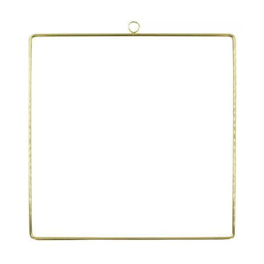 Anneau filaire carré doré avec anneau de suspension - métal - 25 x 25 cm