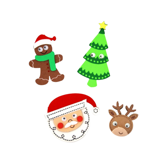Stickers adhésifs sujet de noël yeux mobiles - mousse  - 12 pièces - de 3,8 cm  à 7,1 cm