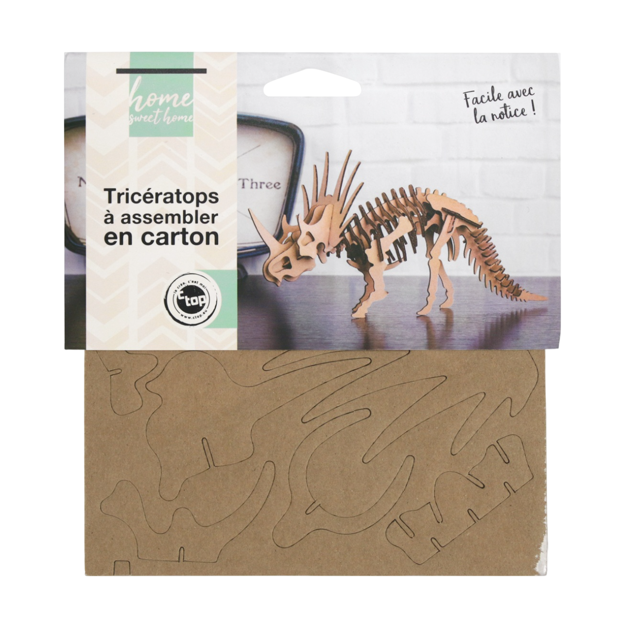 Kit Puzzle 3D Tricératops en carton – pièces prédécoupées à assembler. Canocea France