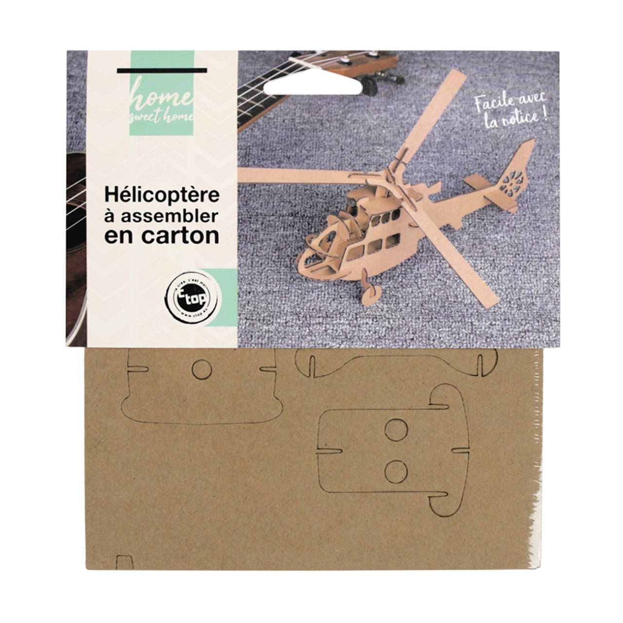 Puzzle 3D hélicoptère en carton à assembler soi-même. Canocea France