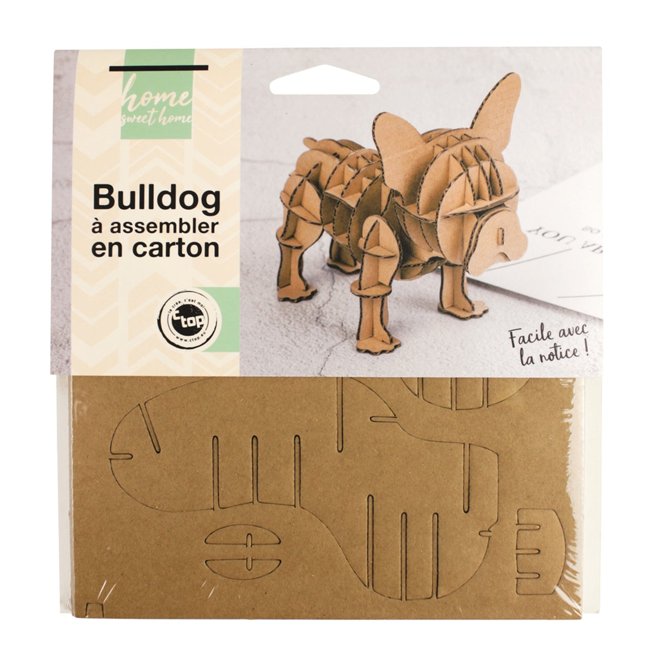 Kit Puzzle 3D Bulldog en carton – pièces prédécoupées à emboîter. Canocea France