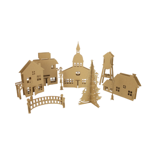Puzzle 3D - Village - 77x37x29cm- Carton - support personnalisable - Maquette