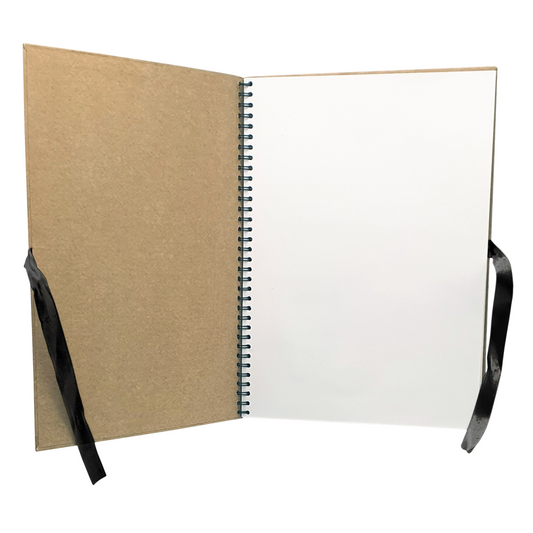 Album kraft avec ruban noir - Scrapbooking, dessin, journal créatif. Canocea France