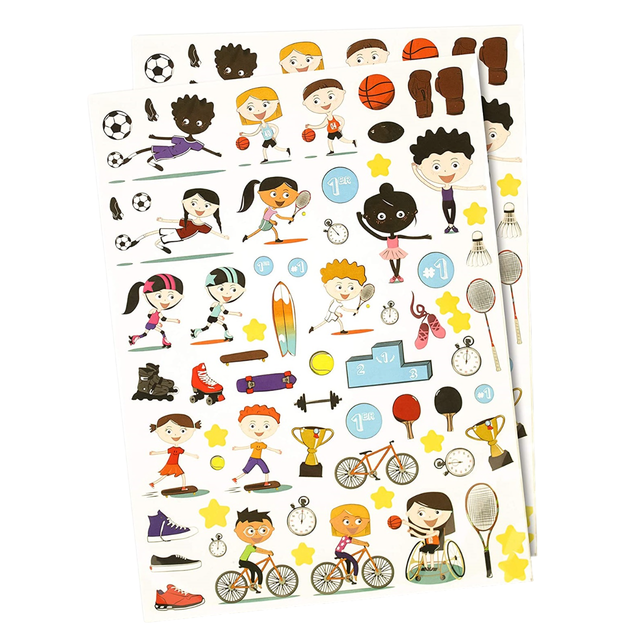 Gommettes sport activités sportives - 132 pièces - de 0,70 à 5,20 cm
