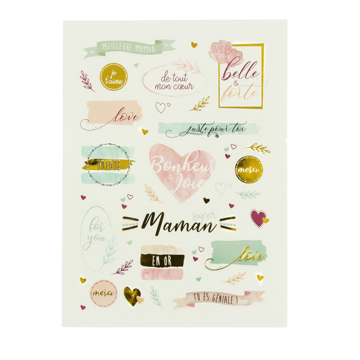 Gommettes Maman en or - 41 pièces - de 0,80 à  7,8 cm