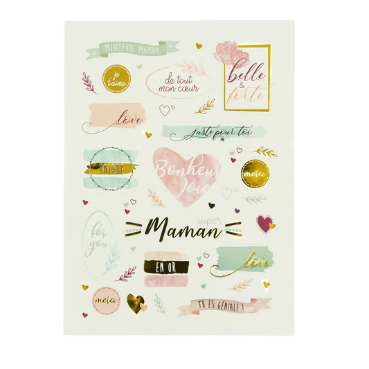 Gommettes Maman en or - 41 pièces - de 0,80 à  7,8 cm
