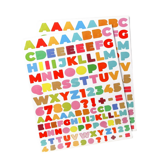 Gommettes alphabet - multicolore - 378 pièces - de 0,5 à 2cm