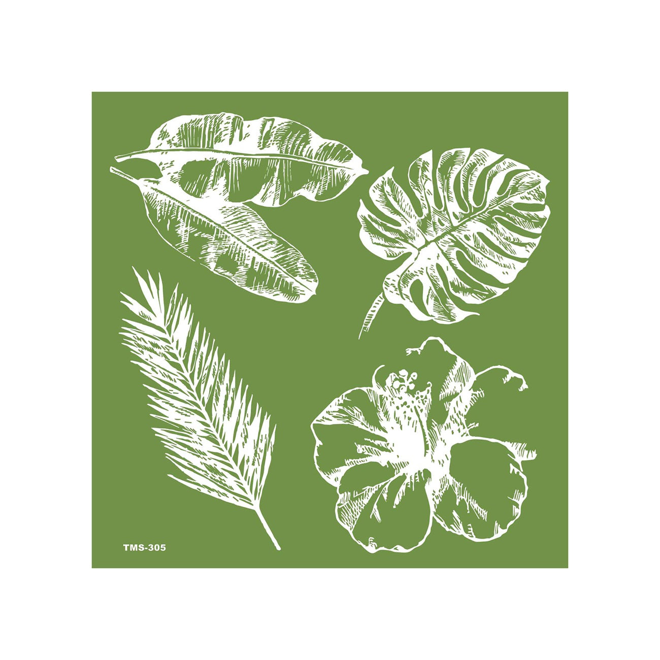 Pochoir soie réutilisable nature feuillage 15x15 cm pour déco DIY - canocea