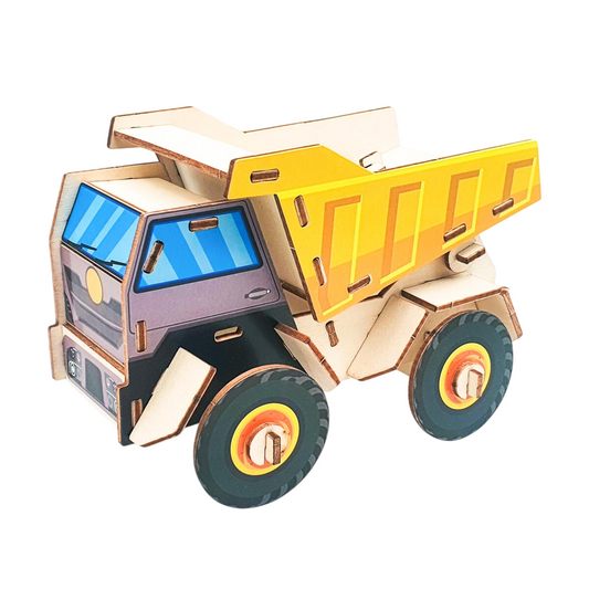 Maquette en bois 3D camion benne avec stickers. Canocea France