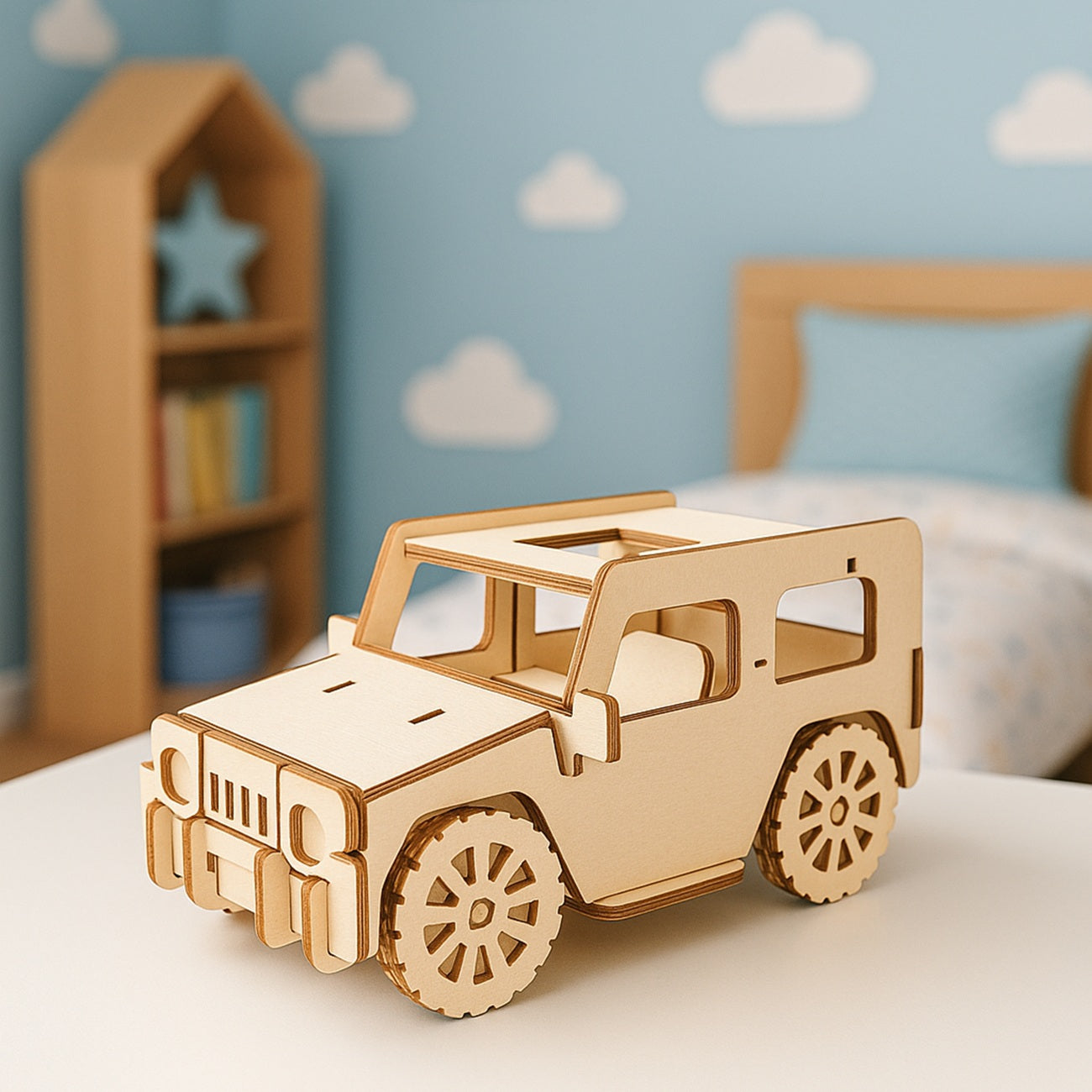 Maquette voiture 4x4 en bois – 35 pièces DIY. Canocea France