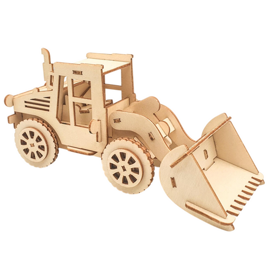 Maquette en bois 3D tractopelle à assembler. Canocea France