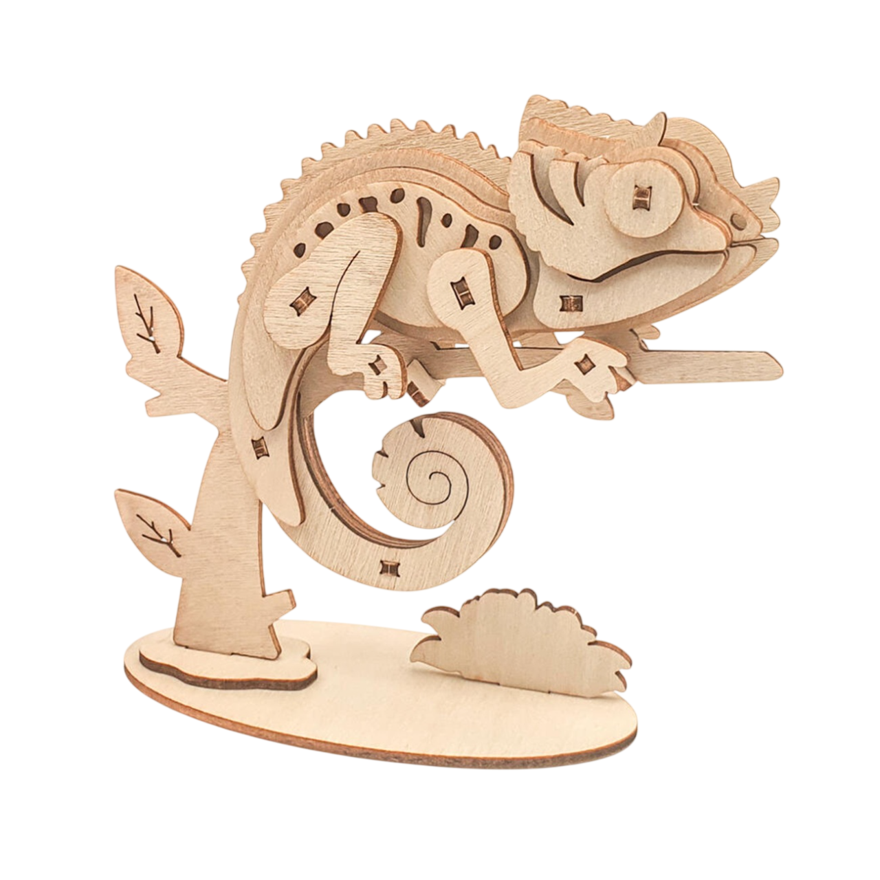 Maquette en bois 3D caméléon à assembler. Canocea France