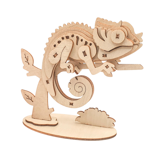 Maquette en bois 3D caméléon à assembler. Canocea France