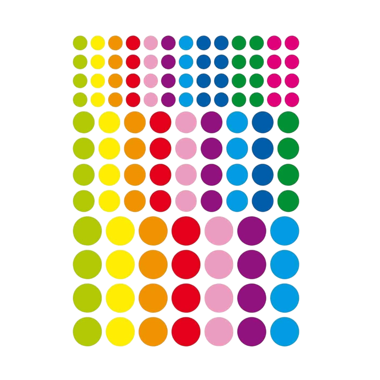 Gommettes rondes - multicolore  - 348 pièces - de diamètre de 1 à 2 cm