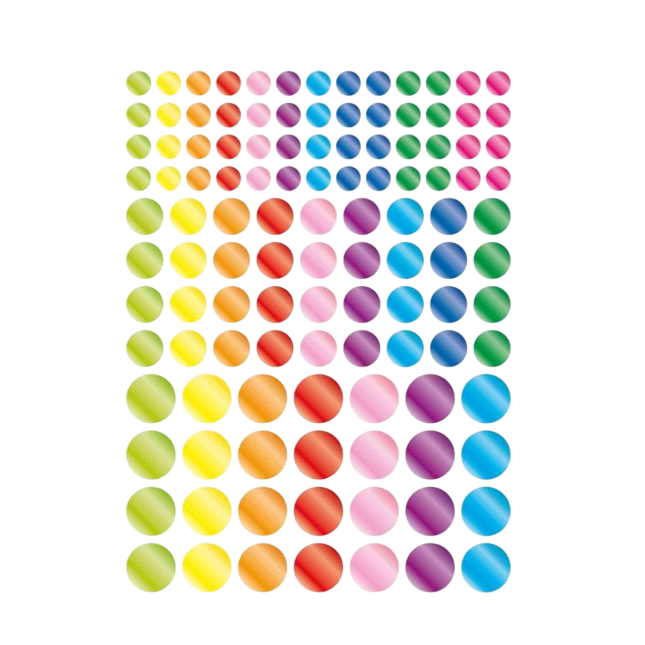 Gommettes rondes métallisées - multicolore - 348 pièces - de diamètre 1 à 2 cm