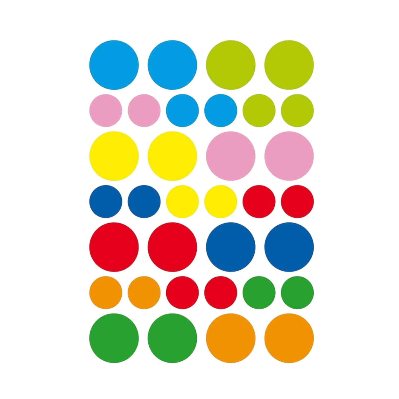 Gommettes ronds - multicolore - 102 pièces - de diamètre 3 à 4,50 cm