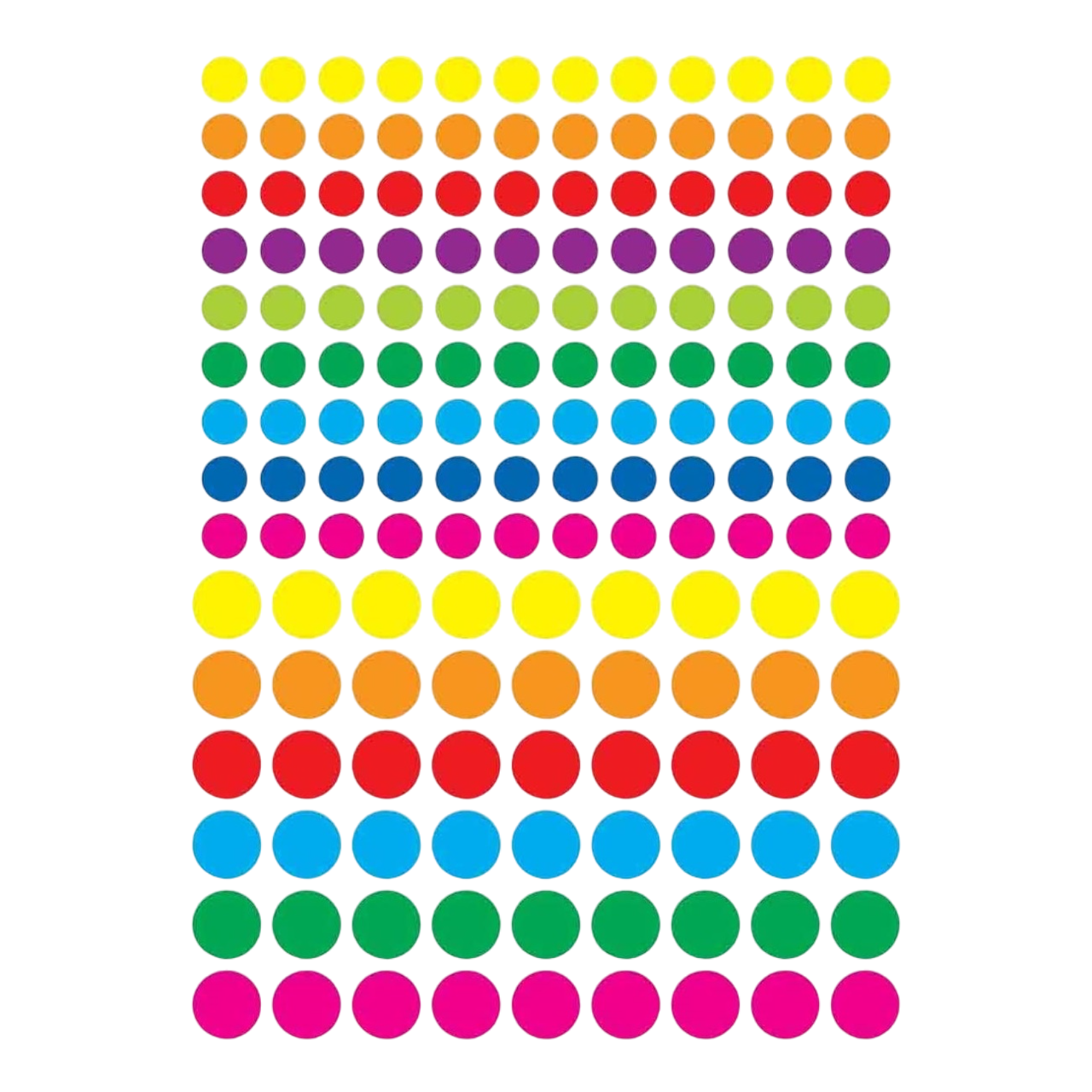 Gommettes rondes - multicolore  -324 pièces - de diamètre 1 à 1,50 cm