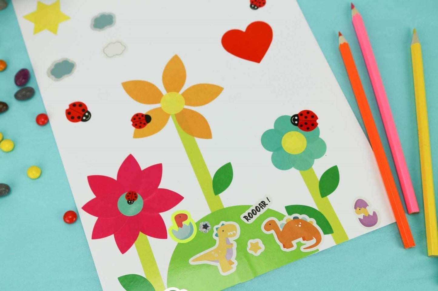 Gommettes divers - multicolore - 130 pièces - de 1 à 6 cm