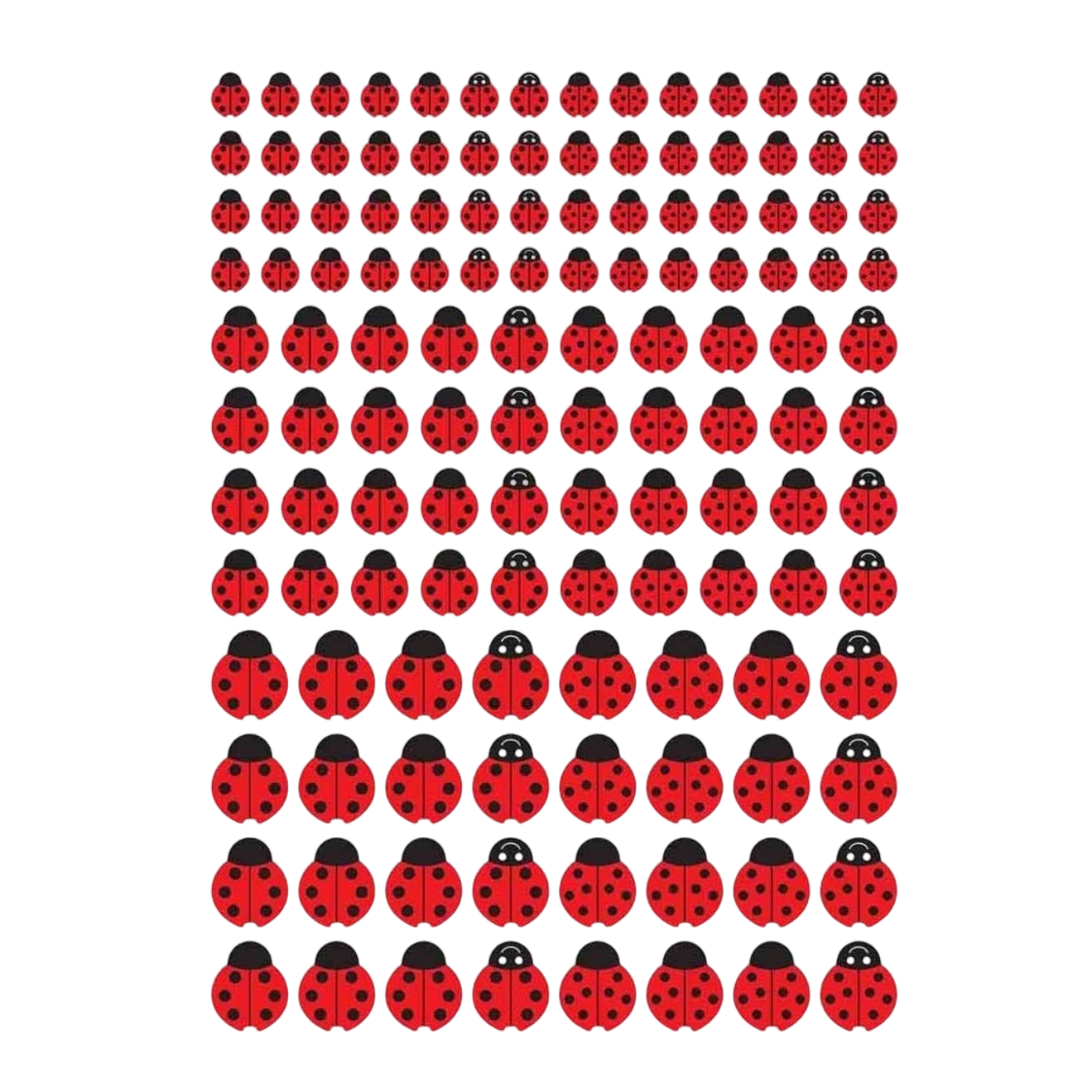 Gommettes coccinelles - 256 pièces - de 1 à 2 cm