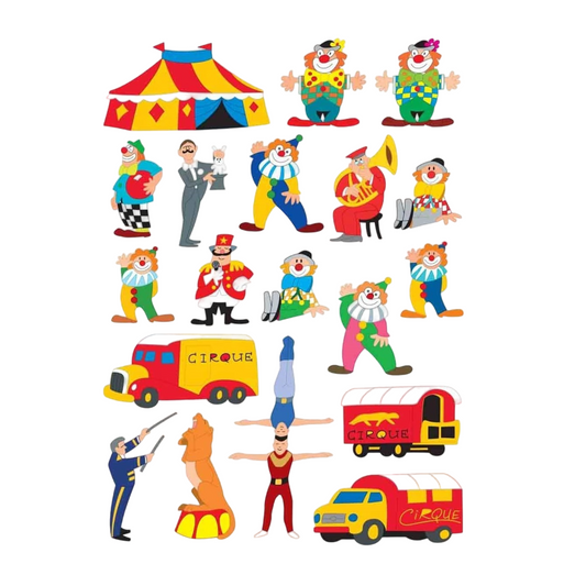 Gommettes cirque - 38 pièces - de 3 à 8,5 cm