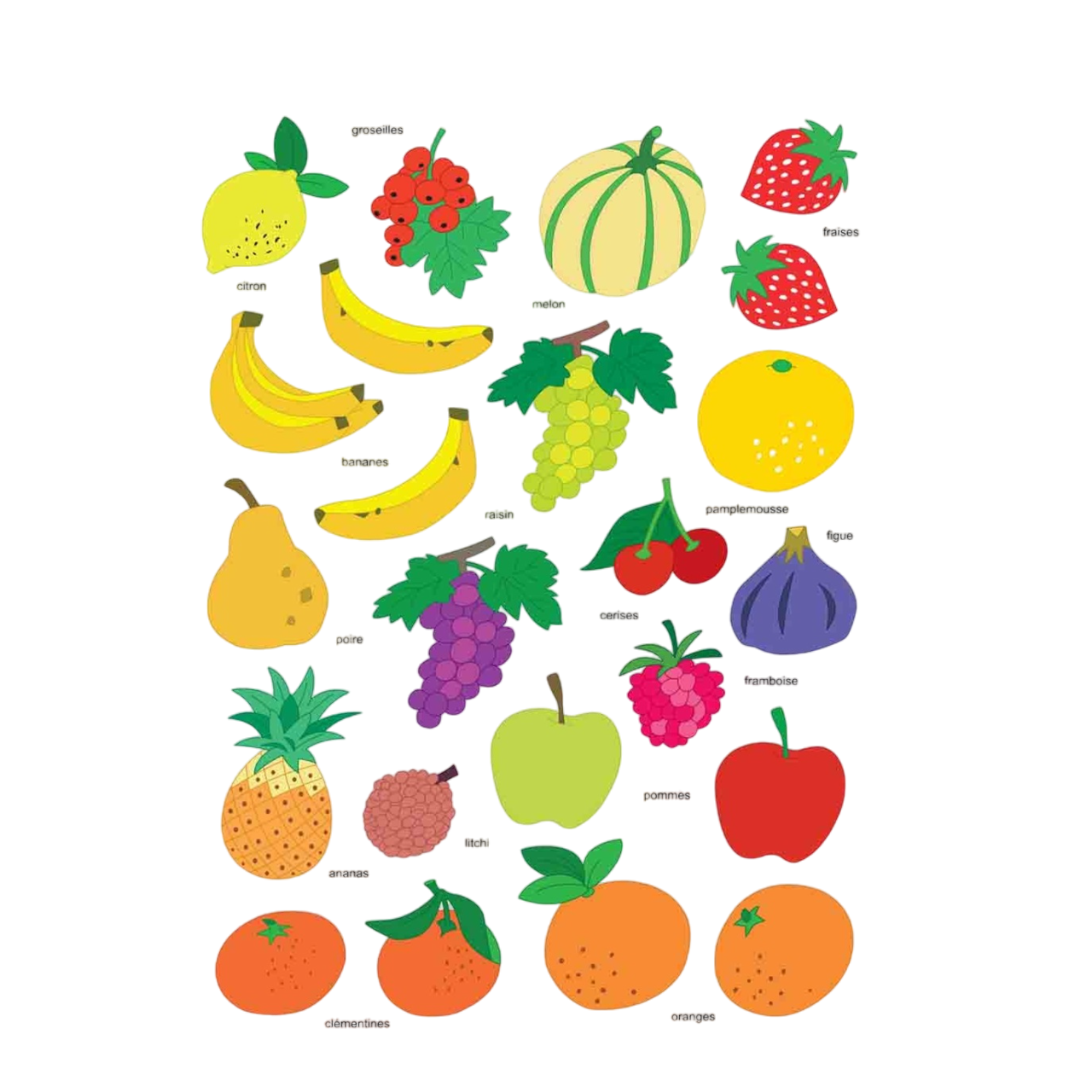 Gommettes fruits - 46 pièces - de 2,2 à 4 cm