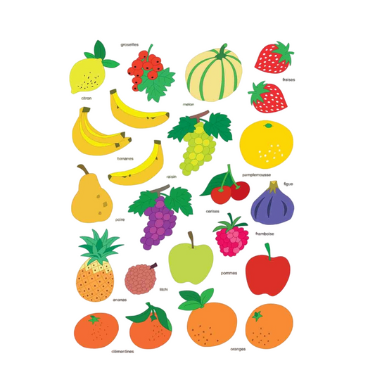 Gommettes fruits - 46 pièces - de 2,2 à 4 cm