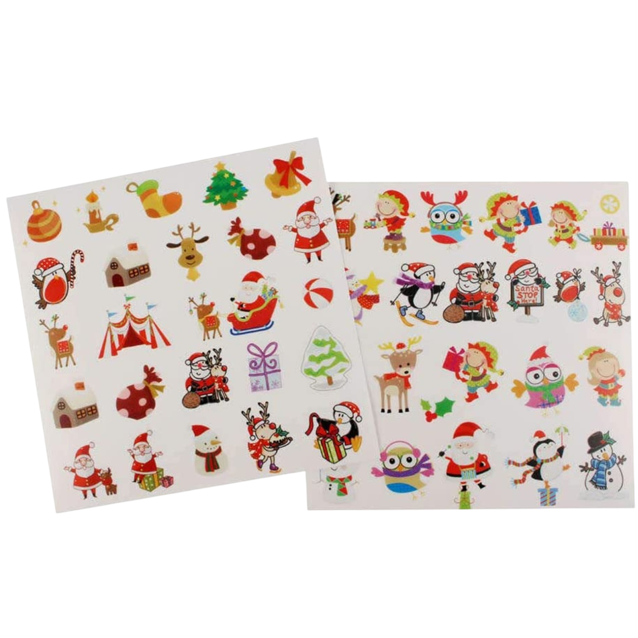 Gommettes transparentes Noël rigolos - 48 pièces - de  1,6 à 4,5 cm