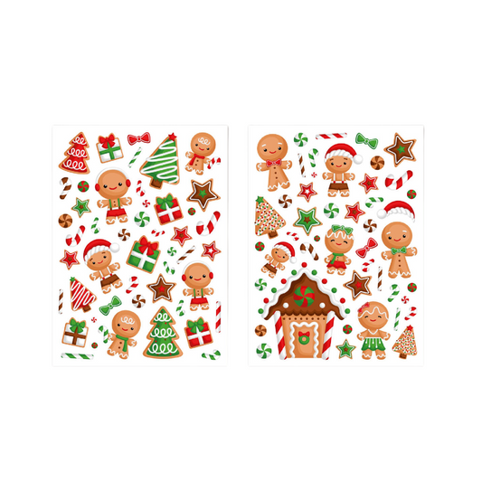 Gommettes Famille pain d'épices - 93 pièces - de 0,6 à 9 cm - Noël