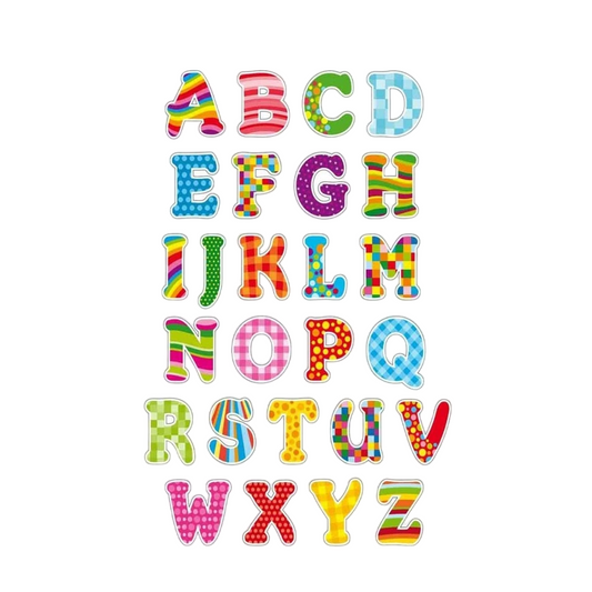 Gommettes Alphabet fantaisie - 52 pièces - de 3 à 4 cm