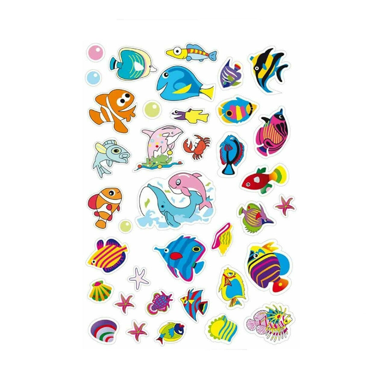 Gommettes poissons - 74 pièces - de 1,5 à 4,5 cm