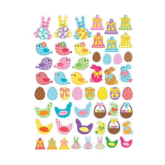 Gommettes Nature Pâques – 106 autocollants pastel avec lapins, œufs, fleurs et oiseaux de 1 à 3,5 cm pour activités créatives et décorations printanières - canocea