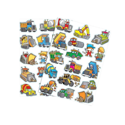 Gommettes engins de chantier - 34 pièces - de 3 à 6 cm