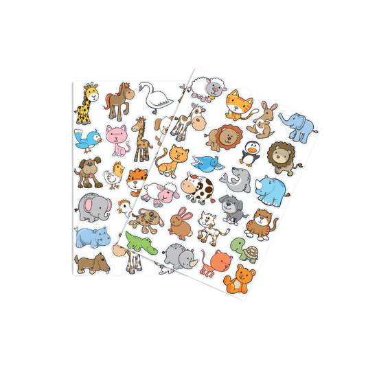 Gommettes animaux rigolos 2 - 50 pièces - de 1,5 à 5 cm