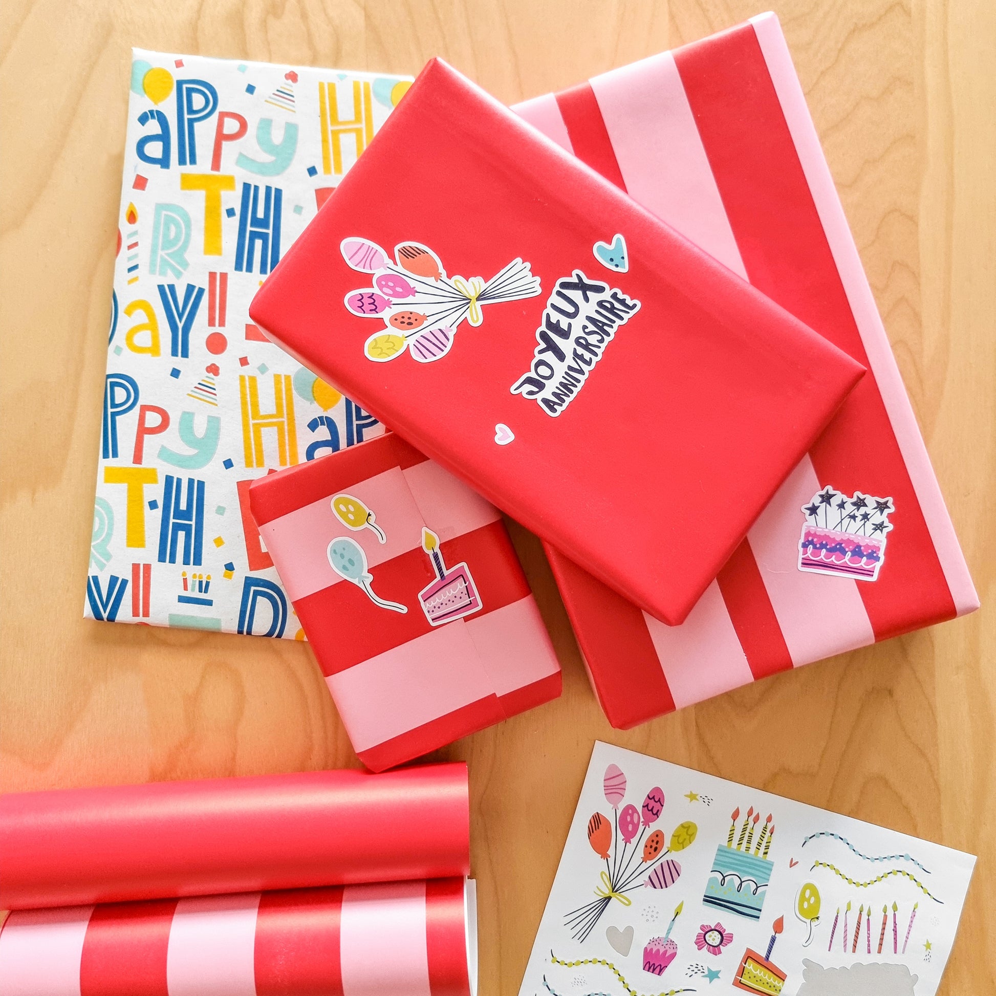 Autocollants anniversaire gâteaux bougies cadeaux. Canocea France
