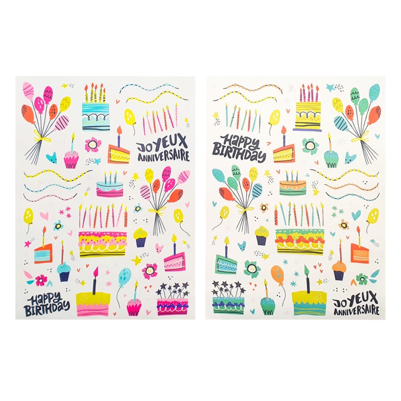 Gommettes joyeux anniversaire colorées. Canocea France