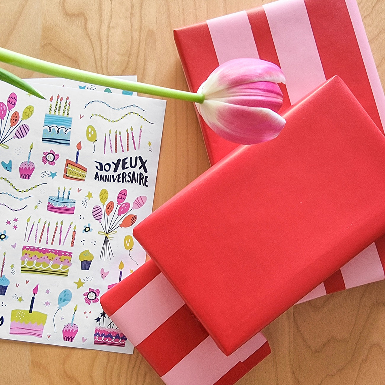 Stickers anniversaire multicolores DIY. Canocea France