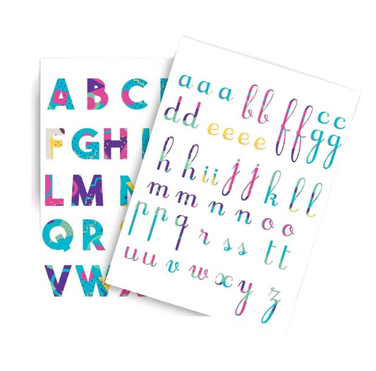 Gommettes alphabet - multicolore - 73 pièces - de 1,5 à 2,5 cm
