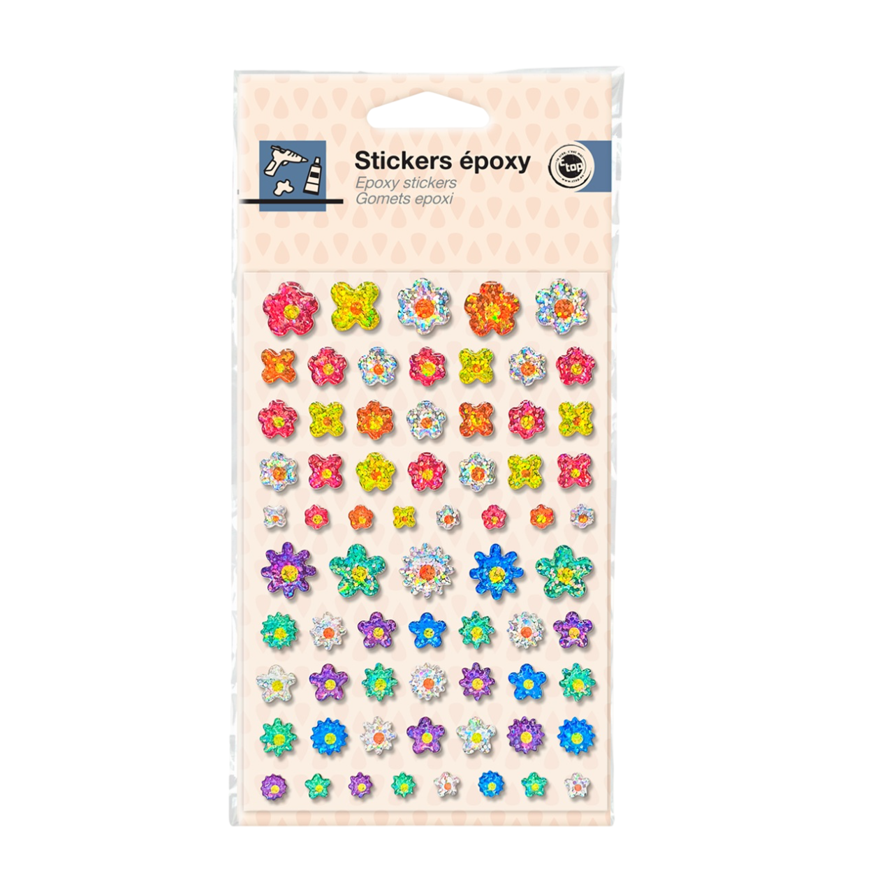 Lot de stickers fleurs brillants effet époxy. Canocea France