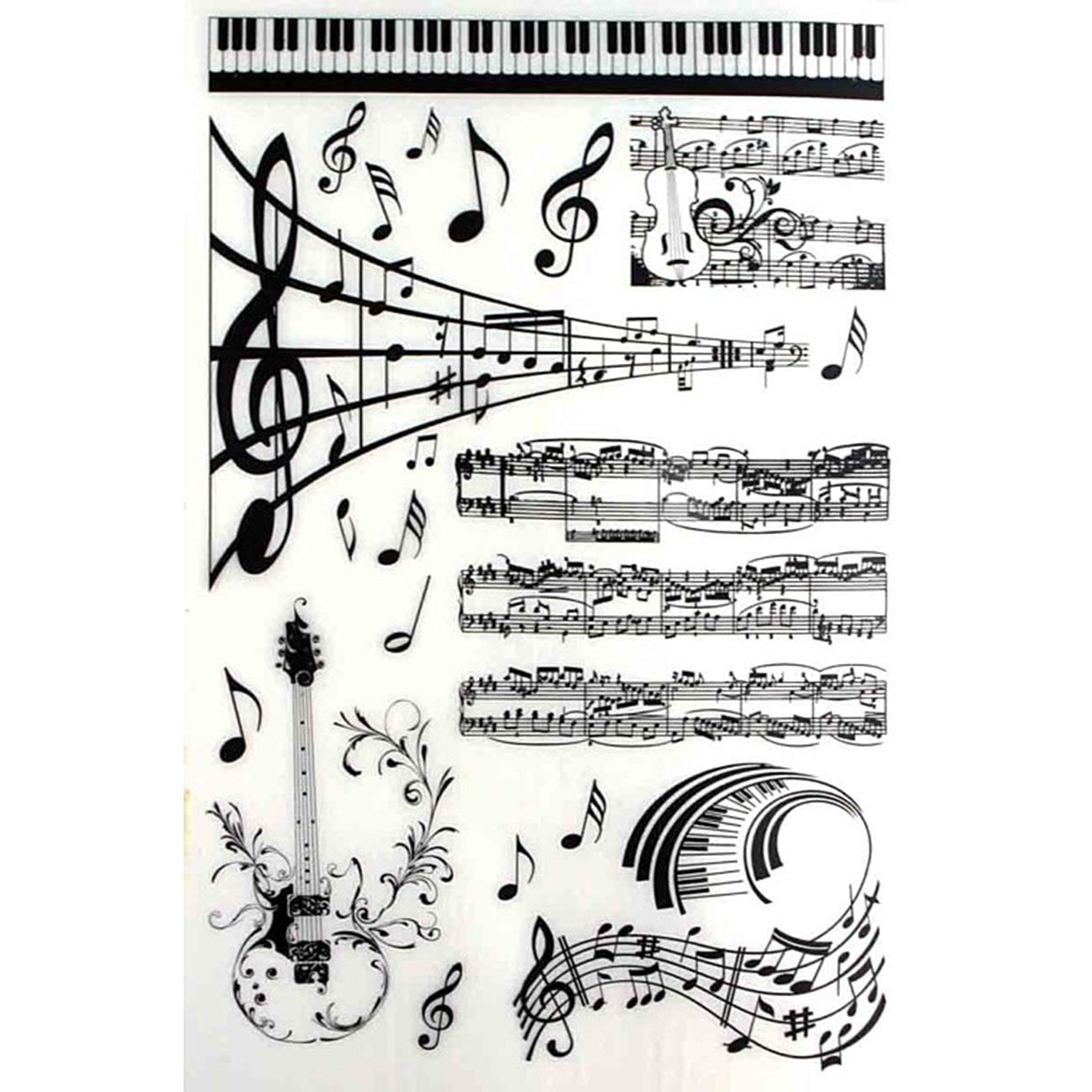 Transfert à sec musique  - 44 pièces -  de 0,7 à 12,5 cm