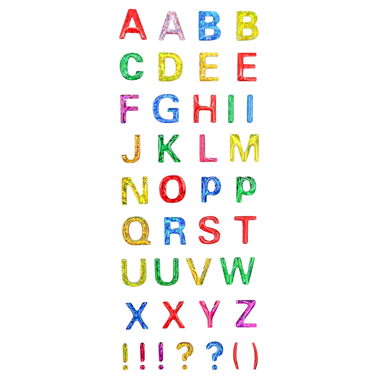 Stickers époxy pailletés alphabet et symboles – 40 pièces brillantes pour décoration créative, scrapbooking, cartes et journaux - canocea