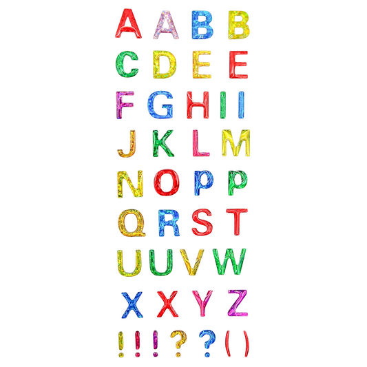 Stickers époxy pailletés alphabet et symboles – 40 pièces brillantes pour décoration créative, scrapbooking, cartes et journaux - canocea