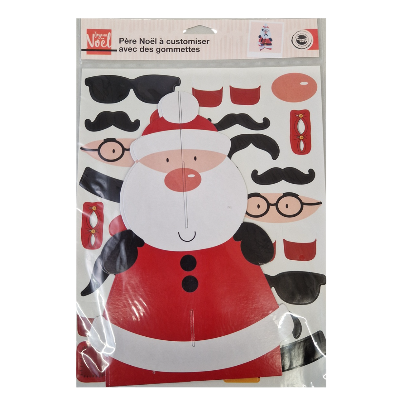 Père Noël décoré avec gommettes autocollantes, activité créative enfant. Canocea France